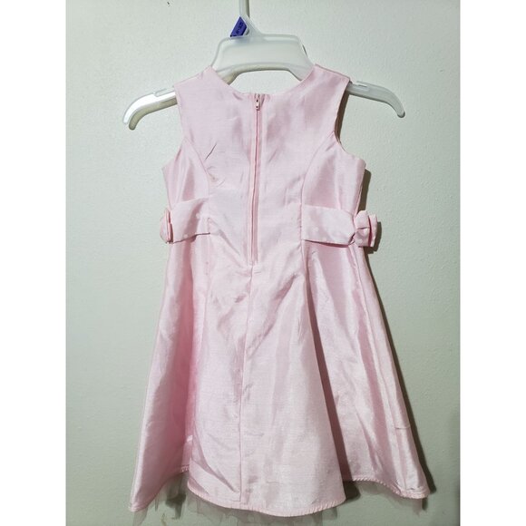 George pink and white polka dot side belt with a bow, formal dress, size 4 - Picture 4 of 7